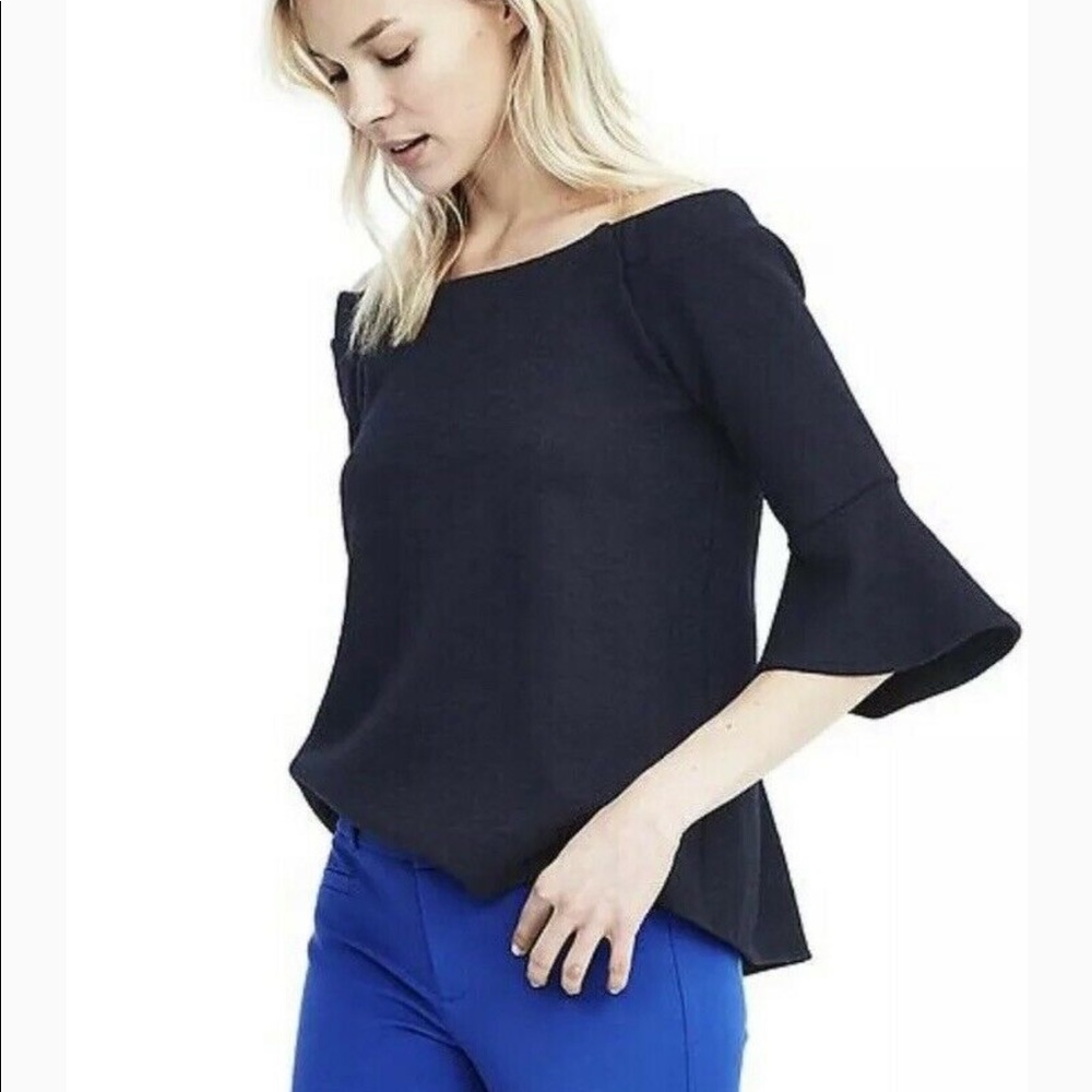 Banana Republic Off Shoulder Peplum Sleeve Wool Blend Top